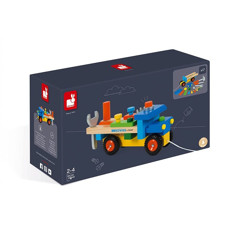 Janod - Brico'Kids Diy Truck - 2-In-1 Early Learning Pull-Along