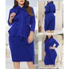 LALAGEN Women's Plus Size Long Sleeve Peplum Tie Neck Bodycon