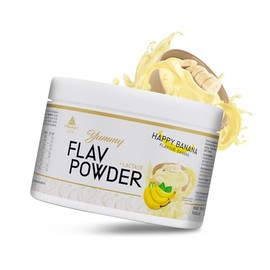 PEAK PEAK Yummy Flav Powder - 250g Geschmack Happy Banana I 50 Portionen I Geschmackspulver zum S?en fast ohne Kalorien und ohne Zuckerzusatz I mit Inulin und dem Verdauungsenzym Laktase I vegan