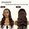 SENSAIRUITE Chocolate Brown Body Wave Lace Front Wigs Human Hair