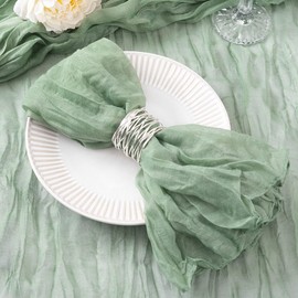 DeZerlor 30 Pack Sage Green Cheesecloth Napkins Washable Spring Easter Cloth Napkins Set of 30 Boho Cotton Gauze Napkins Bulk 21x21 Inches for Wedding Bridal Baby Shower Tea Party St Patricks Day