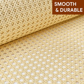 KOLWOVEN 16" Width x 5 Feet Plastic Cane Webbing for Caning Projects Natural Pre - Woven Open Mesh Cane - PE Rattan Cane Webbing Rattan Roll Cabinet Chair (5 FEET)