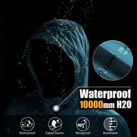 33,000ft Men's Rain Jacket Waterproof Cycling Running Packable Raincoat with Hood Lightweight Windbreaker with Mesh Lining