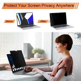 360° Magnetic Privacy Screen for Macbook Air 15 Inch (2023-2025, M2, M3, M4)), Removable Anti Glare Blue Light Filter, 4 Way Anti Spy Black Protector for Mac Air 15In Laptop Computer