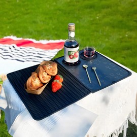 Silicone Foldable Bar Mat for Bartending, High Thermostability Cutting Board, Large Size, Ideal for Bars, Camping, Kitchen Use, Includes PP Mat