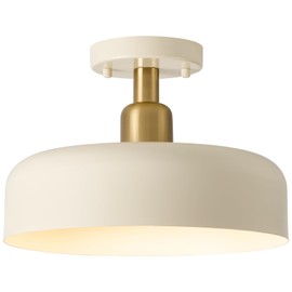 BISAMIYA Modern Semi Flush Mount Ceiling Light Fixture, Brass Accent and 12.6" Metal Shade Ceiling Light, for Kitchen, Hallway, Entryway, Pantry, Laundry Room