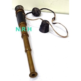 Antique Marine Telescope 18 inch Nautical Telescope Marine Spyglass Pirate Brass with Lather Belt & Cap