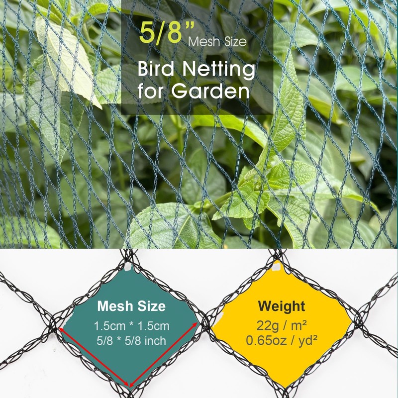 Bird Netting for Garden Protection, 25 x 50FT Mesh Garden