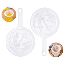 Pack of 2 Strainer Filter, 200/400 Mesh Kitchen Strainer, Plastic Fine Strainer with Handle, Hair Strainer Kitchen Mesh Strainer for Juice, Milk, Coffee, Soy Milk