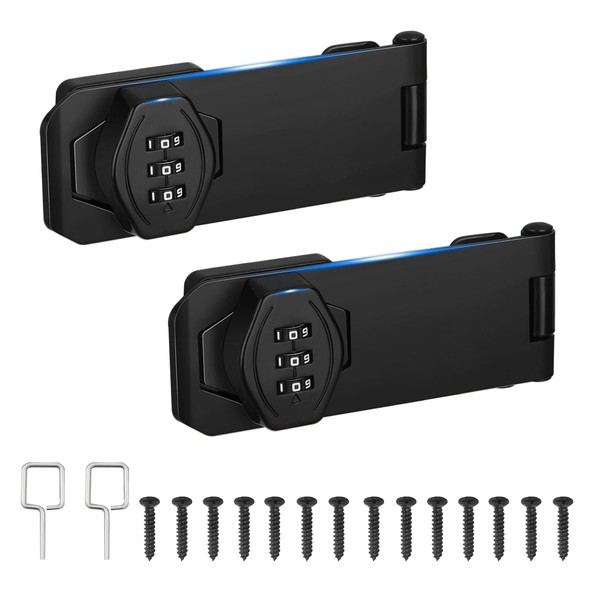 KOVOSCH 2 Pack Cabinet Combination Hasp Locks Balck, Mechanical Password