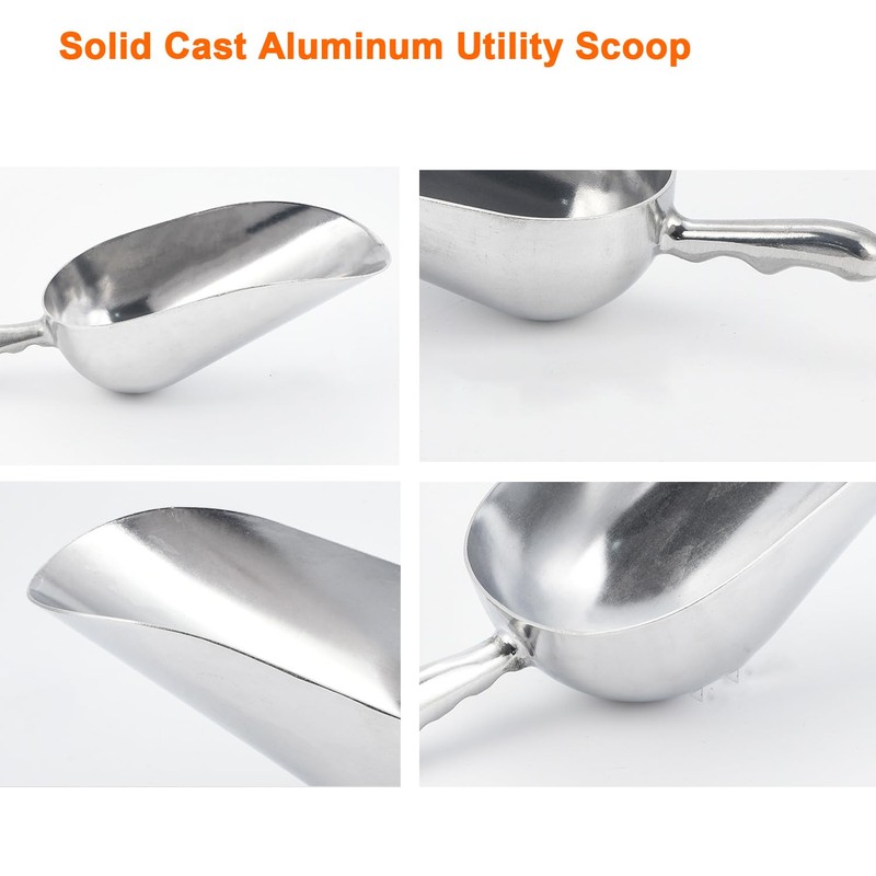 6 OZ Cast Aluminum Utility Scoop, One-Piece Solid Ice Scoop