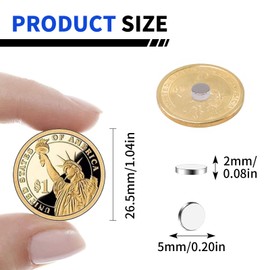 SRENMSMT Small Magnets, 150 Pack Neodymium Rare Earth Magnets, Refrigerator Magnet, Round Magnet for Fridge, DIY, Whiteboard, Billboard in Home, Kitchen, Office, School-5x2mm