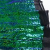 ShinyBeauty Ombre Peacock Mini Disk Sequin on Mesh Fabric Green