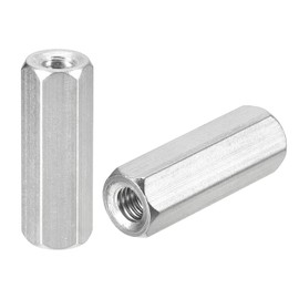 sourcing map M6 x 1-Pitch 35mm Length Coupling Nuts, 4pcs 304 Stainless Steel Metric Hex Rod Coupling Nuts