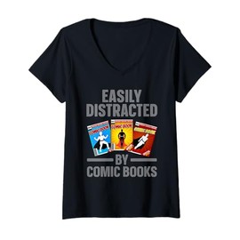 Womens Cute Comic Book Design For Men Women Comic Book Collector V-Neck T-Shirt