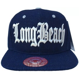 Headchange Long Beach Flat Brim Blue Cap Snap Back Adjustable Punk Rock Hat LBC