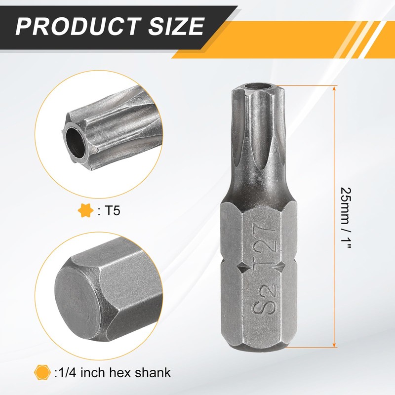 sourcing map 10pcs T27 Torx Screwdriver Bit 1/4" Hex Shank