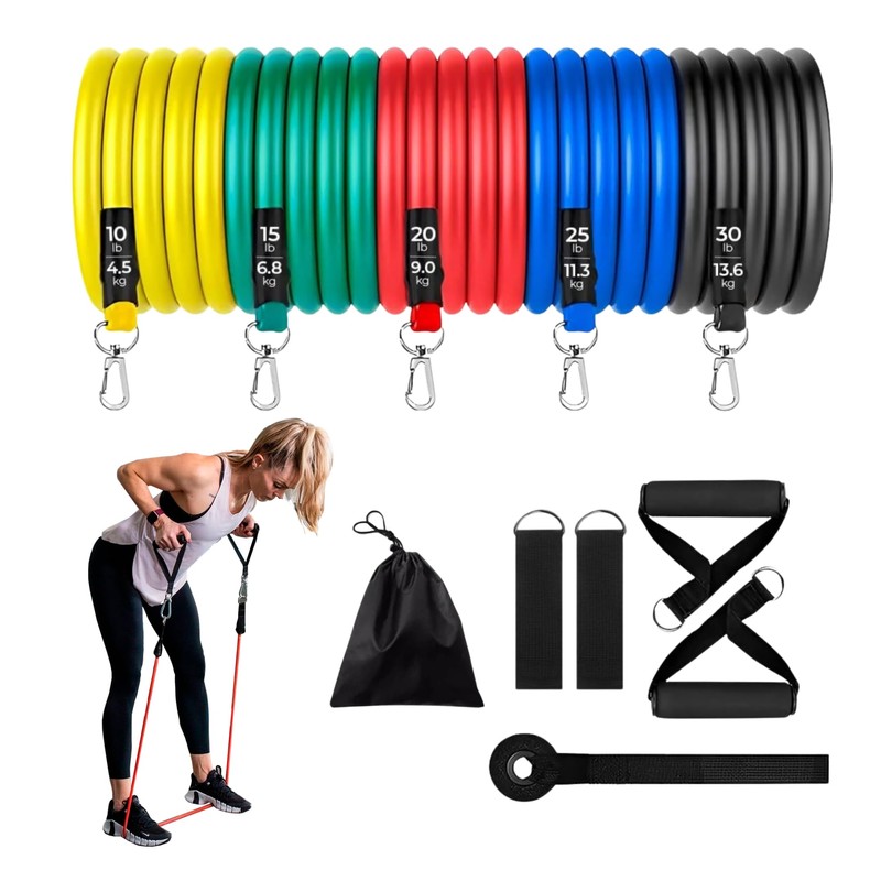 BREEZEE Bandas de Resistencia Kit 11 Piezas, 5 Niveles 10–30