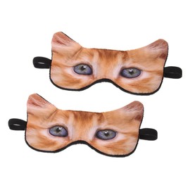 BESPORTBLE 2Pcs Cartoon Animal Eye Mask Realistic Cat Design Comfortable Shade for Sleeping Travel Nap Lightweight Blindfold for Better