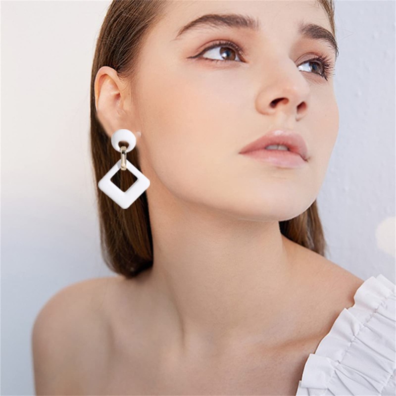 Acrylic Geometric Dangle Earring for Women Boho Lightweight Earring Cute