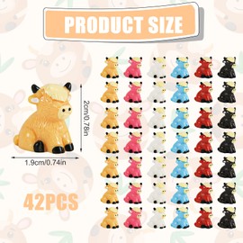 42pcs Mini Resin Cows, 6 Colors Small Highland Cow Figurines Smooth Reusable Tiny Highland Cow Figurine Miniature Resin Animals Ornament for Highland Cattle Lovers Farmhouse Decoration Lovers
