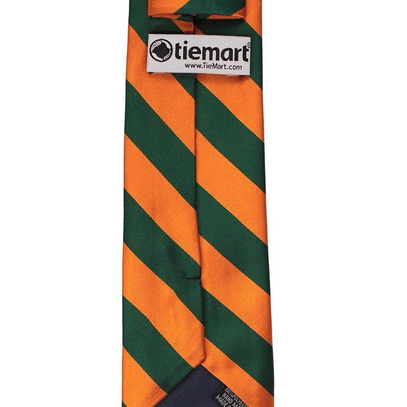 tiemart Striped Tie (Hunter Green and Orange)