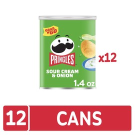 Pringles Potato Crisps Chips, Lunch Snacks, Office and Kids Snacks, Grab N' Go, Sour Cream and Onion (12 Cans)
