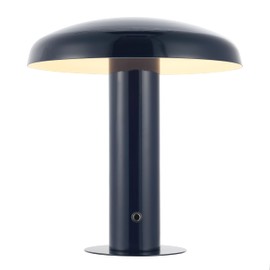 JONATHAN Y JYL7114F Suillius 11" Contemporary Bohemian Rechargeable/Cordless Iron Dimmable Integrated LED Mushroom Table Lamp, Navy, for Bar Console, Vanity