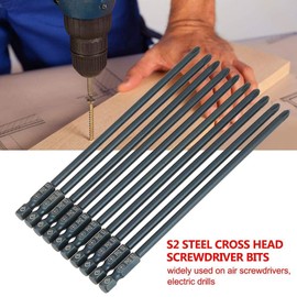 10 Pieces 150 mm Screwdriver Long Phillips Screwdriver Bits Set S2 1/4 Inch Hex Shank PH2 Magnetic Screwdriver Bits Set Tool
