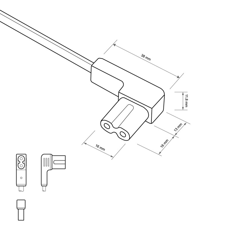 Electraline 95513 Power Cable Audio, Video, Radio, Sonos Play Angled