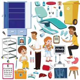 BEUNITONE Pack of 42 Hospital Felt Storyboard Set Felt Flannel Boards Stories Precut Figures Pieces for Little Interactive Teaching Activity Kits for Storytelling for the Wall