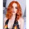 Copper Red Wavy Wig Short Curly Wavy Bob Wig with