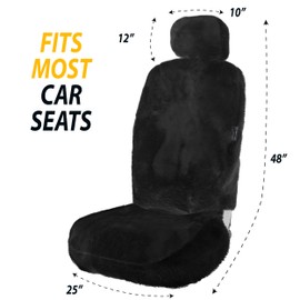 ZONETECH Car Seat Covers Full Set,Sheepskin Winter Wool Auto Accessories for All Season Protection of Your Seats,Include Front&Rear Seat Cover (Black, 1- Pack)