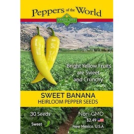 Sweet Banana Pepper Seeds - Sweet and Crunchy Bright Yellow - Very Mild - NonGMO