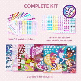 Klever Kits Dot Art Kit for Kids, No Mess Sticker for Toddlers 3-7, Craft Kits, DIY Creative Activity, Travel Toy, Birthday Presents for Boys Girls (Unicorns & Princess)