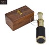 6" inch Handheld Brass Telescope with Wooden Box - Pirate