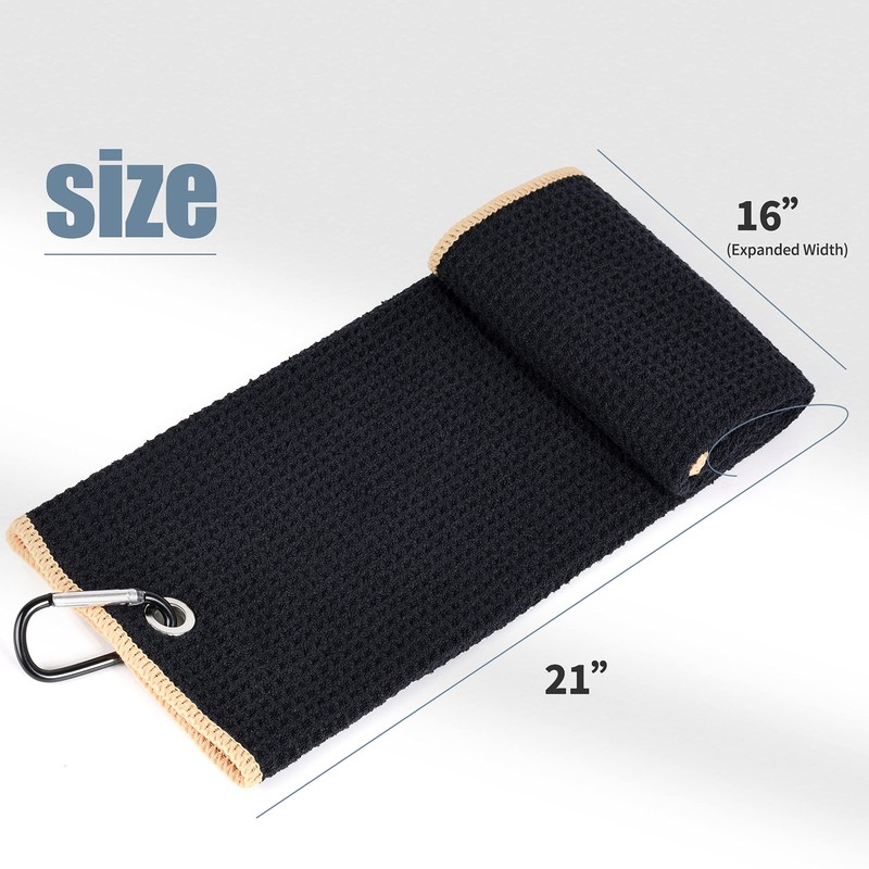 Mile High Life Tri-Fold Golf Towel, Premium Microfibre Fabric, Waffle