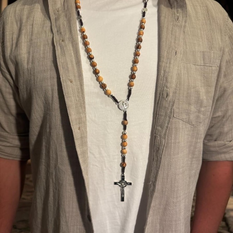 Saint Benedict Rosary/Necklace Handcrafted in Bethlehem & Jerusalem from holy
