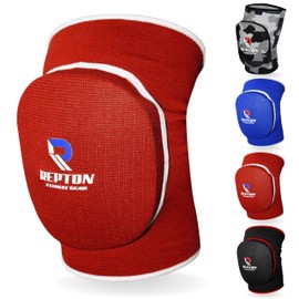 Protective Knee Pads | Elasticated Gel Padded Knee Support Sleeves for Work, Gardening, and Sports | Thick Poly-Cotton, Anti-Slip, Comfortable Knee Pads for Men & Women (Red, S/M)