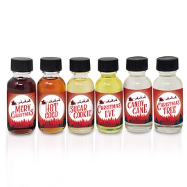 Christmas Gift -Essential Oils Holiday Set Pack of 6 in 1 oz Clear Glass Bottles and Black Cap