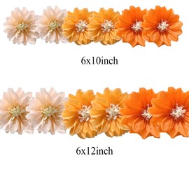 12pcs 10in 12in Paper Flowers Tissue Flowers Pom Paper Pom Poms Hanging Paper Flowers Wall Backdrop Wedding Party Flower Decorations DIY Art Craft Blooms for Birthday Baby Shower Nursery Decor Orange