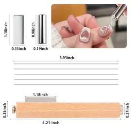 DANNEASY 3 In 1 Nail Magnet with 1 Square Magnet, 1 Cylinder Magnet, 5 Metal Stripes, Cat Eye Magnetic Gel Polish Hexagon Mahogany Magnet For Heart Flower & Black Hole DIY Nail Art Design Tools