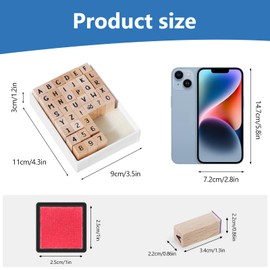 CraftyManor 39 PCS Small Letter Stamps and Ink Pad for Crafting, Clay Alphabet Wooden Rubber Stamp Kit for Kids, DIY Craft Scrapbook Supplies for Card Making (Small-41PCS)