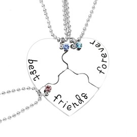MXXGMYJ Friendship Necklaces for 3 Best Friends Birthday Christmas Gifts, Bff Necklace for 3 Matching Heart Necklaces for Best Friends