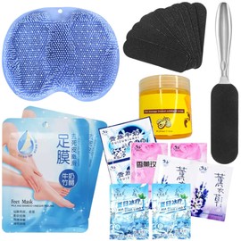 15 Piezas Kit Cuidado Pies Gel Exfoliante Arroz Mascarilla Hidratante Elimina Piel Muerta Callos Jelly Spa Pedicura Lavanda Tapete Limpieza Lima Talones Con Repuestos