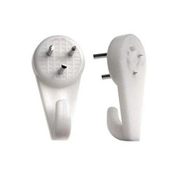 Bulk Hardware Medium 30mm (1.3/16 inch) White Nylon Non-Trace Hardwall Drywall Picture Hanger Hook - Pack of 100