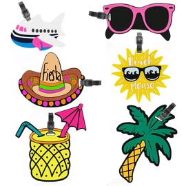 BieFuDan 6 Pack Unique Luggage Tags,Colorful Travel Suitcase Backpack Tags,Funny Baggage Identify Labels for Women Men Kids (Type 2)