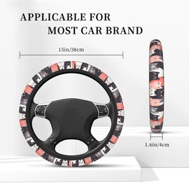Cute Cats Lovely Kitten 15 Inch Universal Steering Wheel Covers, Anti Slip Sweat Absorption Elasticity Car Accessories Steering Wheel Protector,Applicable to All Cars