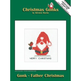 Heritage Crafts Cross Stitch Kit - Christmas Card, Gonk - Father Christmas - Kirsten Roche