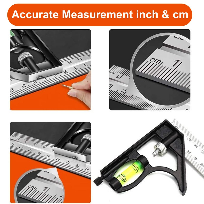Combination Try Square Engineers Set Square, Stainless Steel Angle Ruler